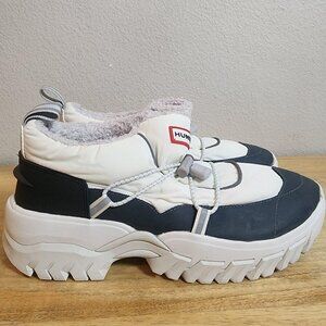 Hunter Womens Shoes Size 10 White Black Insulated Fleece Lined Winter Boots